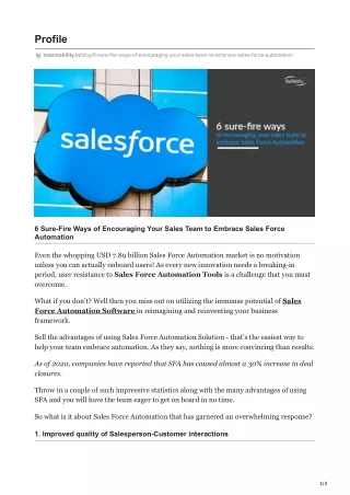 6 Sure-Fire Ways of Encouraging Your Sales Team to Embrace Sales Force Automation