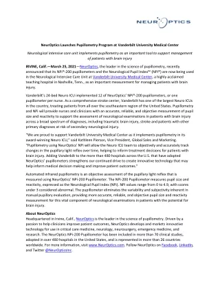 neuroptics launches pupillometry program