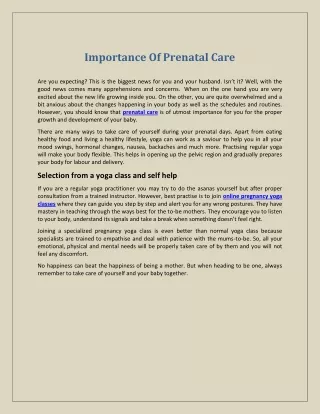 importance of prenatal care