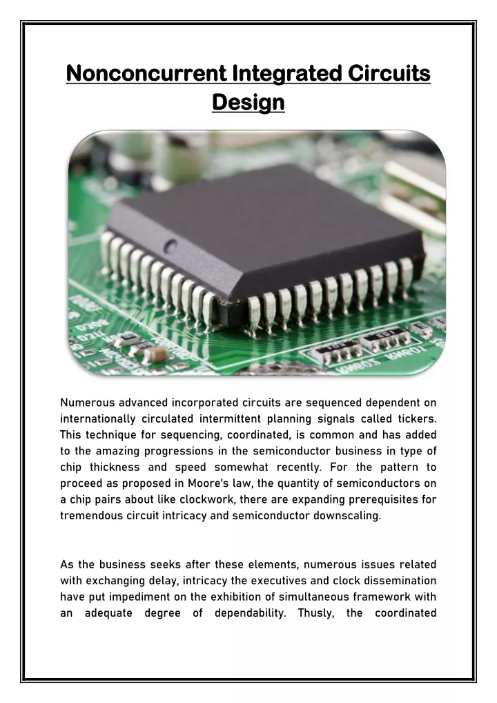 nonconcurrent integrated circuits nonconcurrent