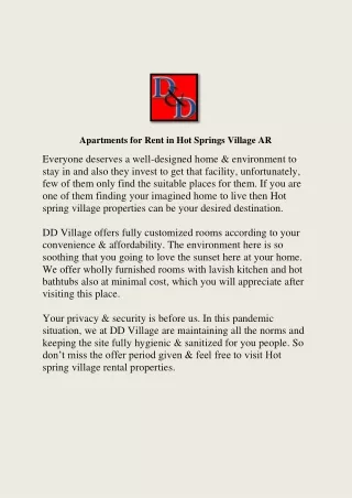 Apartments for Rent in Hot Springs Village AR