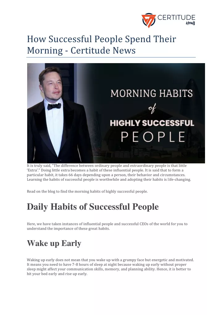 how successful people spend their morning