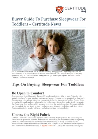 Buyer Guide To Purchase Sleepwear For Toddlers – Certitude News