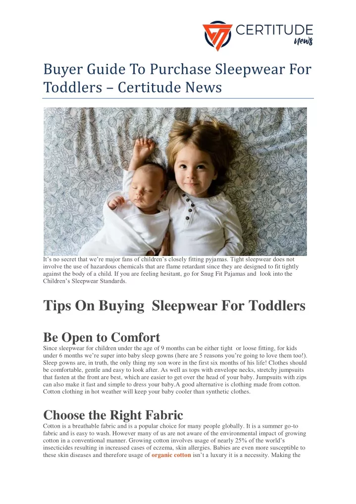 buyer guide to purchase sleepwear for toddlers