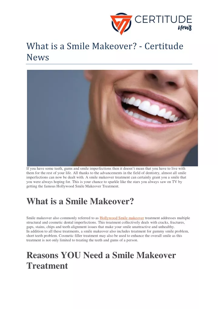 what is a smile makeover certitude news
