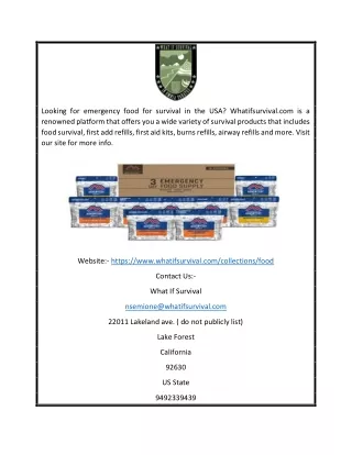 Emergency Meal Kit Supplier | Whatifsurvival.com