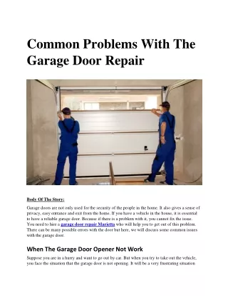common problems with the garage door repair