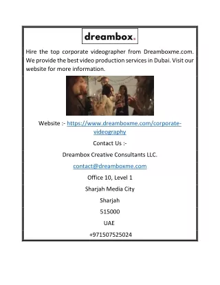 Corporate film Dubai | Dreamboxme.com