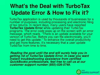 what s the deal with turbotax update error how to fix it