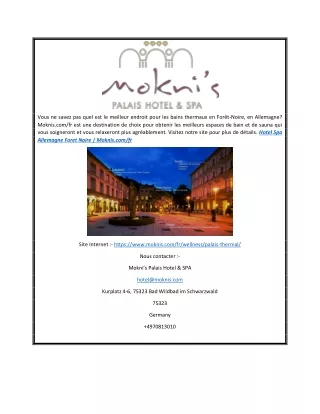 Hotel Spa Allemagne Foret Noire | Moknis.com/fr
