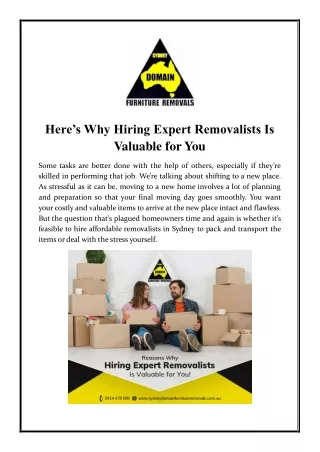 here s why hiring expert removalists is valuable