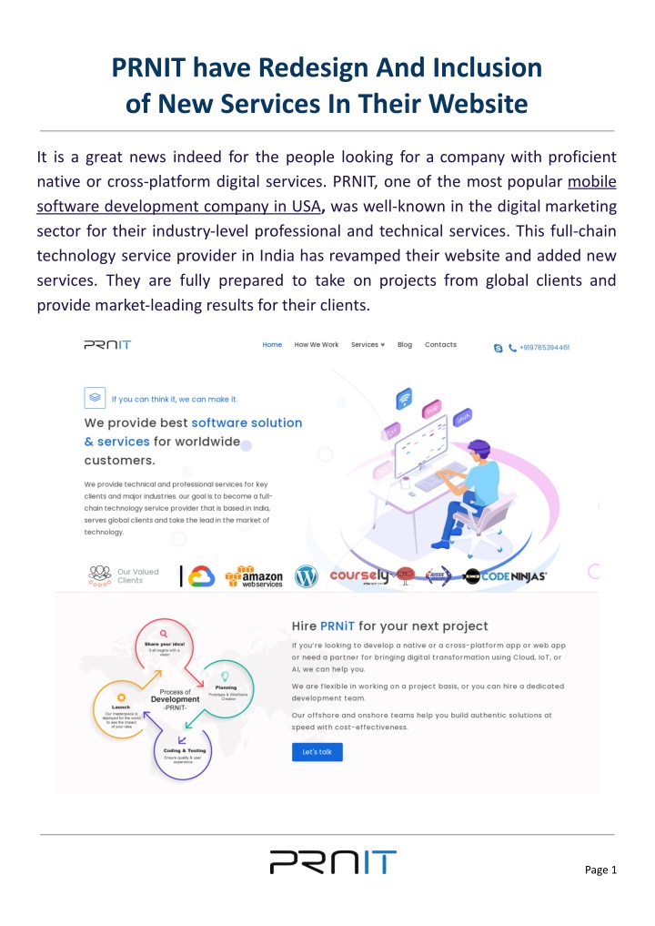 prnit have redesign and inclusion of new services