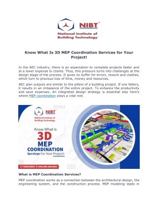 know what is 3d mep coordination services