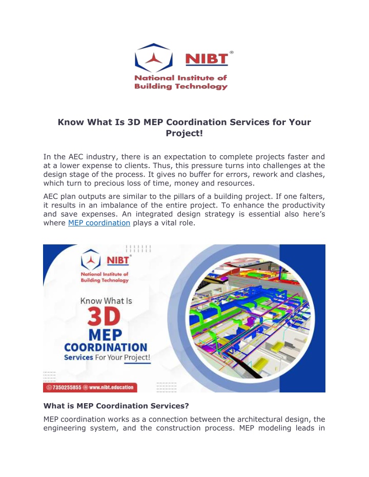 know what is 3d mep coordination services