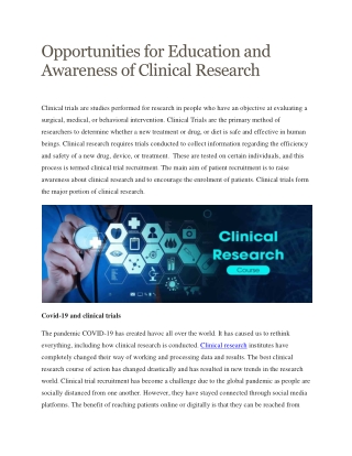 Online Clinical Research Course with 100% Job Guarantee