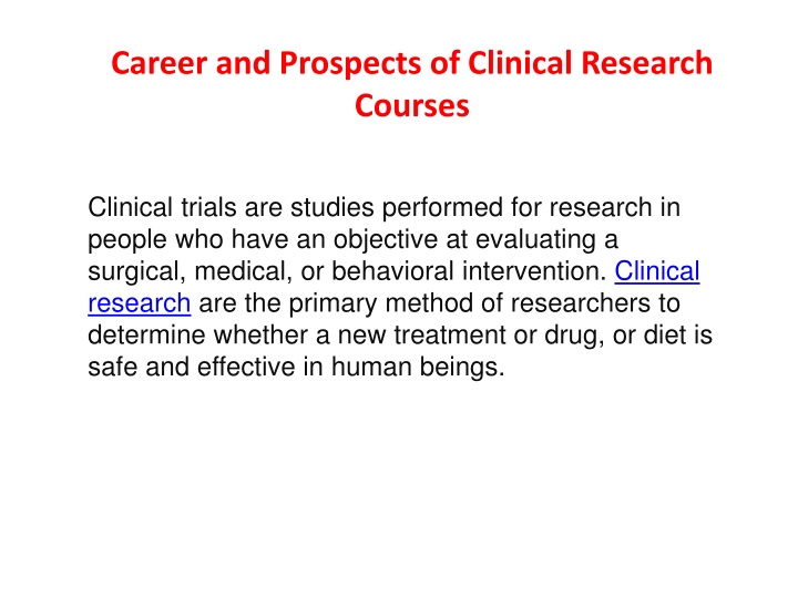career and prospects of clinical research courses