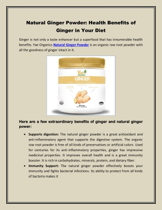 natural ginger powder health benefits of ginger