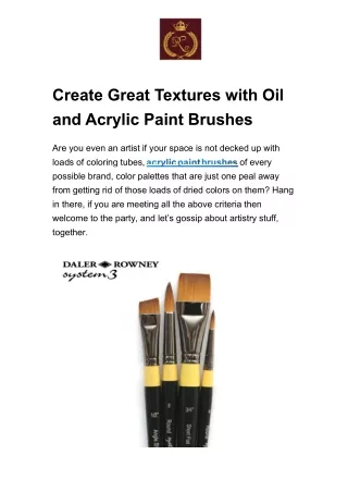 Create Great Textures with Oil and Acrylic Paint Brushes