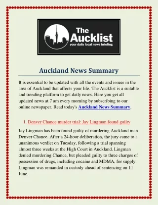 Latest Auckland News Summary - The Aucklist