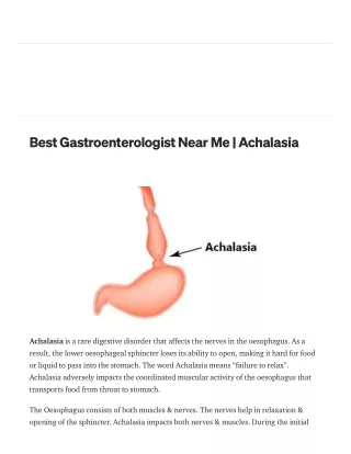 Best Gastroenterologist Near Me  |  Achalasia