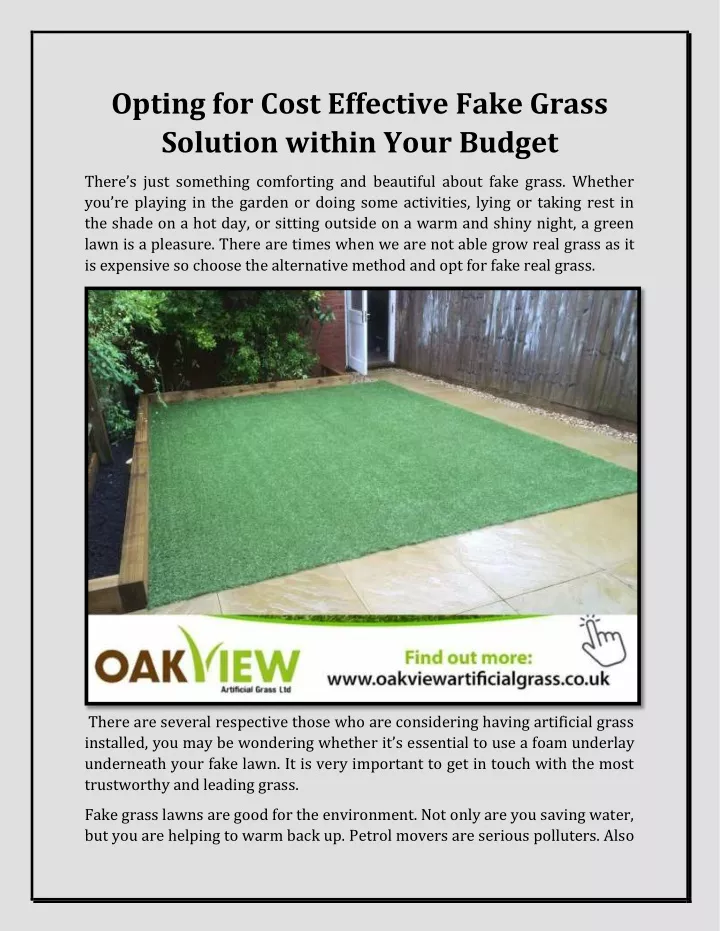opting for cost effective fake grass solution