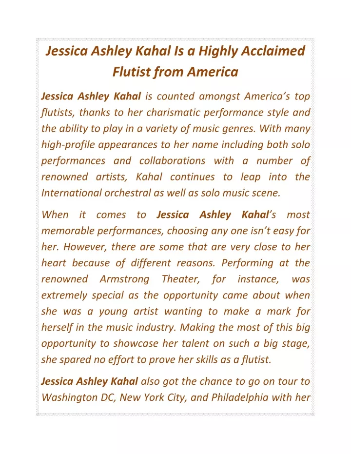 jessica ashley kahal is a highly acclaimed