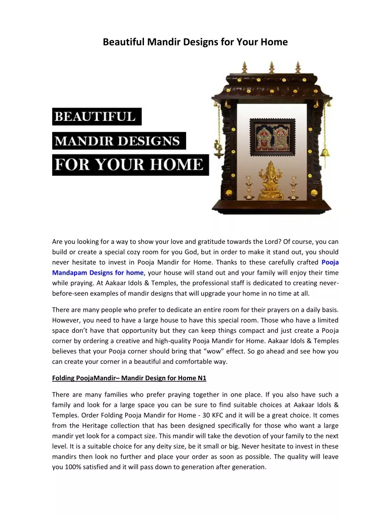 beautiful mandir designs for your home
