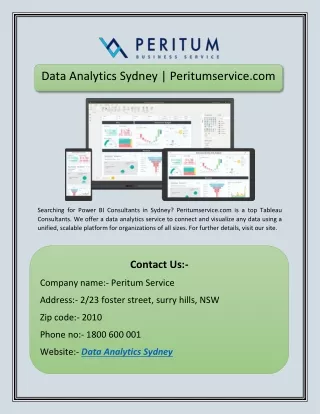 Data Analytics Sydney | Peritumservice.com