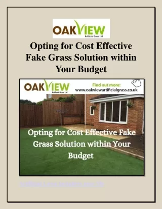 opting for cost effective fake grass solution within your budget
