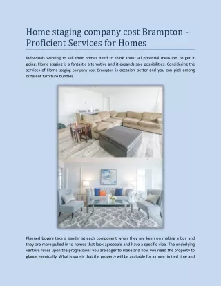 Home staging company cost Brampton - Proficient Services for Homes