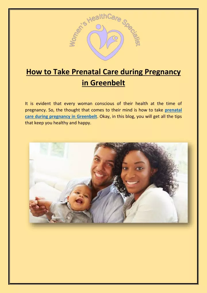 how to take prenatal care during pregnancy