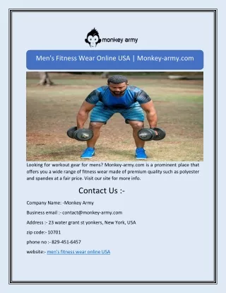 Men's Fitness Wear Online USA | Monkey-army.com