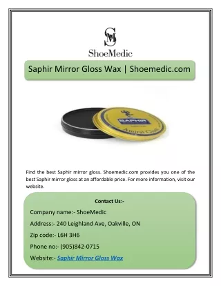 saphir mirror gloss wax shoemedic com