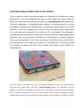used samsung consider best in the market