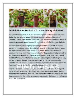 Cordoba Patios Festival 2021 – the beauty of flowers