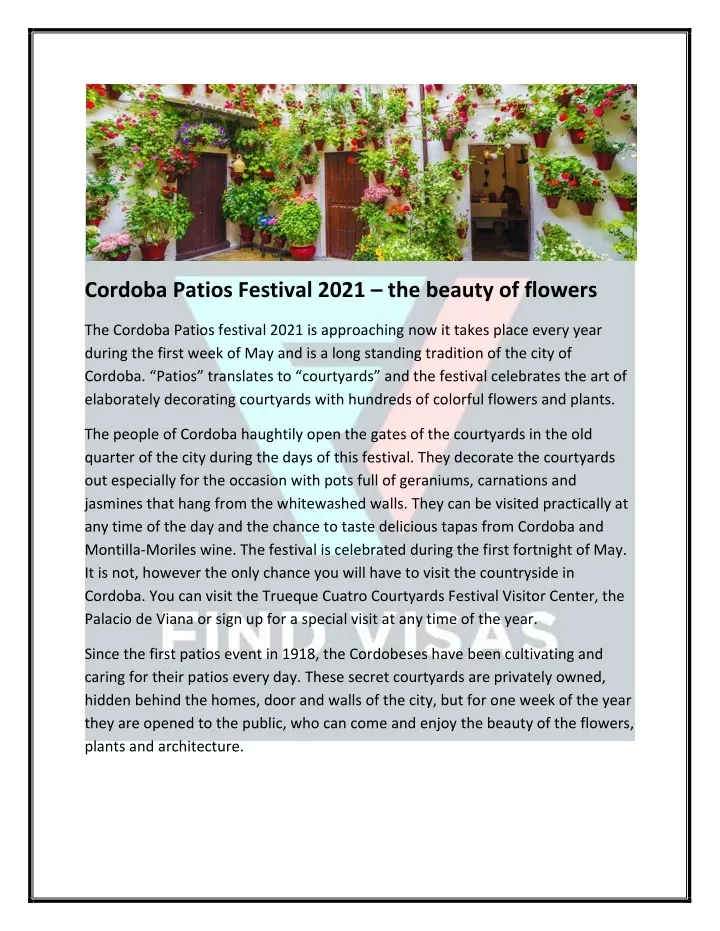 cordoba patios festival 2021 the beauty of flowers