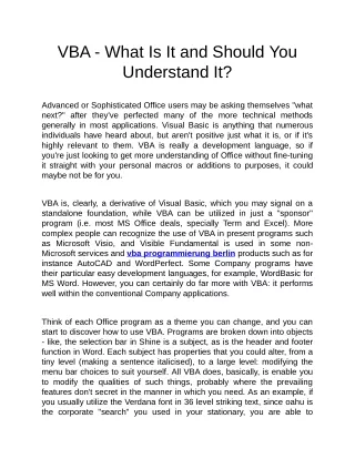 vba programmierung berlin