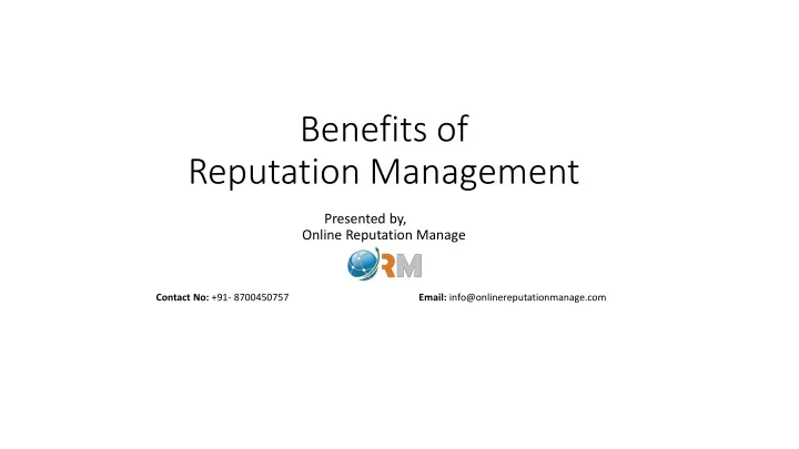 benefits of reputation management