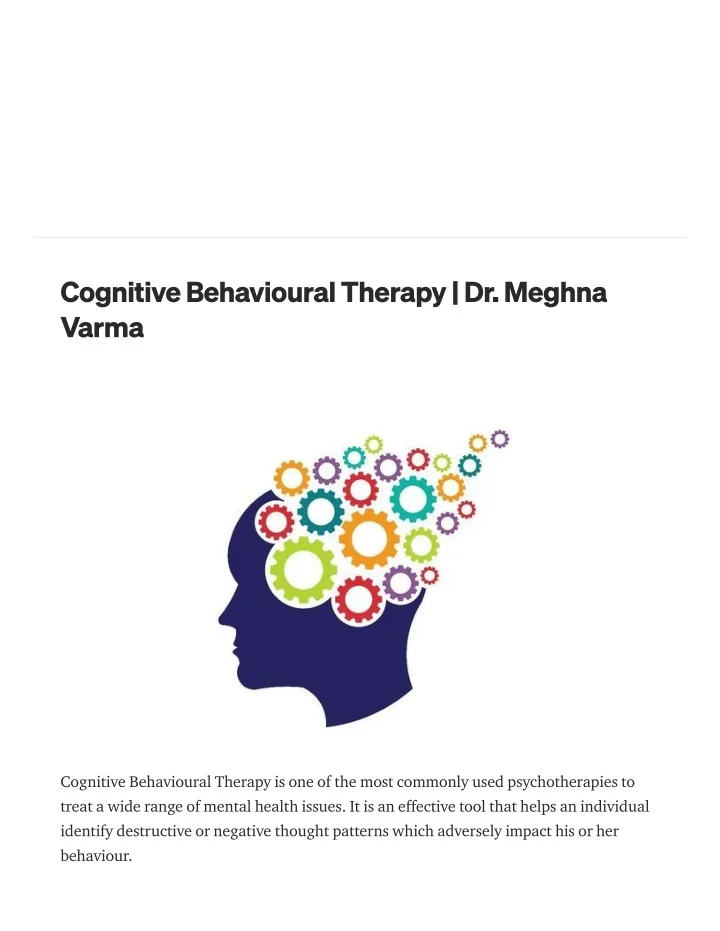 PPT - Cognitive Behavioural Therapy | Dr. Meghna Varma PowerPoint ...