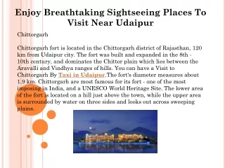 Enjoy Breathtaking Sightseeing Places To Visit Near Udaipur