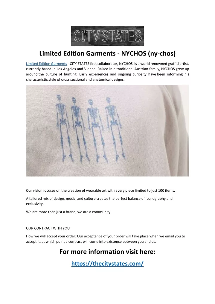 limited edition garments nychos ny chos