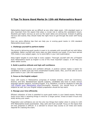 5 Tips To Score Good Marks In 12th std Maharashtra Board