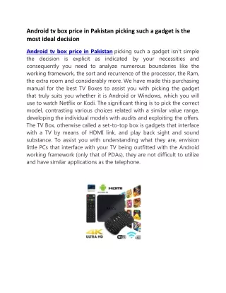 android tv box price in pakistan picking such