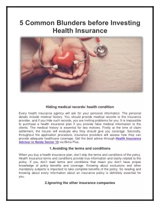 5 common blunders before investing health