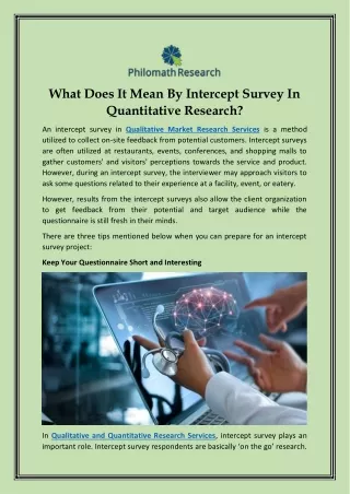What Does It Mean By Intercept Survey In Quantitative Research?