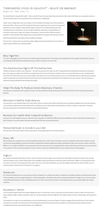“FERMENTED FOOD IS HEALTHY” – RIGHT OR WRONG?