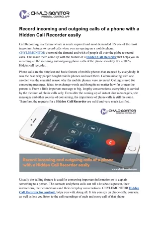 record incoming and outgoing calls of a phone