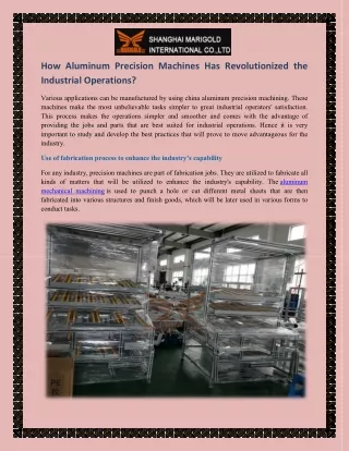 How Aluminum Precision Machines Has Revolutionized the Industrial Operations?