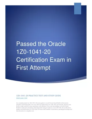 passed the oracle 1z0 1041 20 certification exam