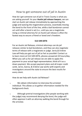 how to get someone out of jail in austin